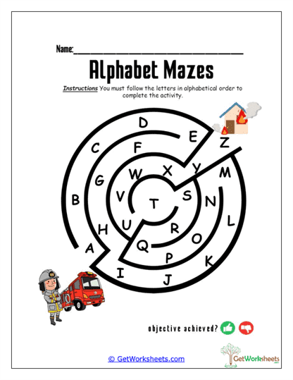 Firefighter Letter Spirals Worksheet
