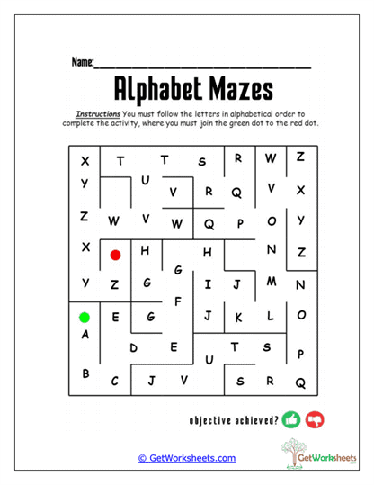 Dot-to-Dot Letter Labyrinth Worksheet