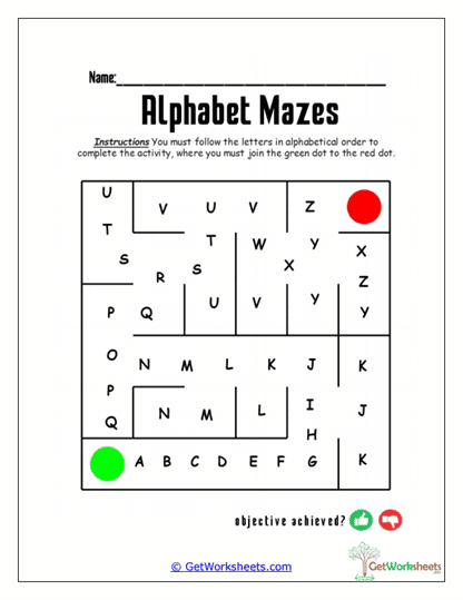 Dot-to-Dot Alphabet Trails Worksheet