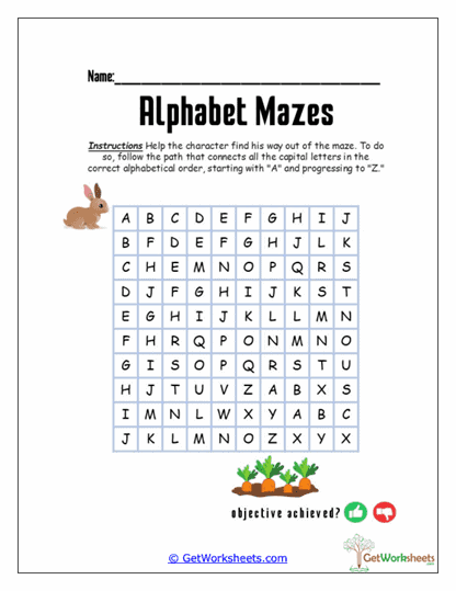 Bunny Letters Worksheet