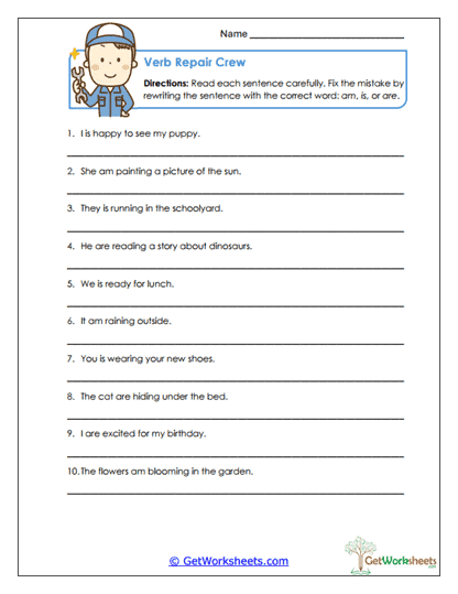 Am, Is, Are Worksheet
