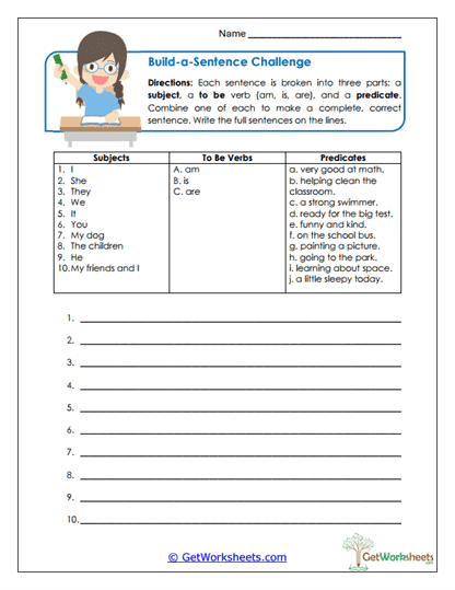 Build-a-Sentence Worksheet