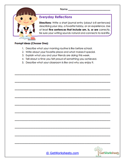 Everyday Reflections Writing Journal Worksheet