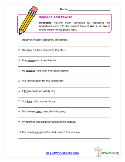 Replace and Rewrite Sentences Worksheet