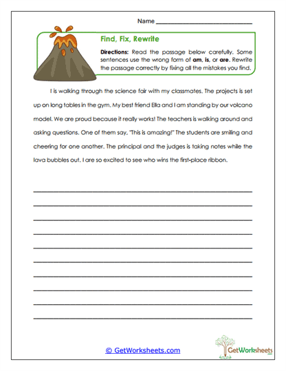 Science Fair Grammar Fix Worksheet