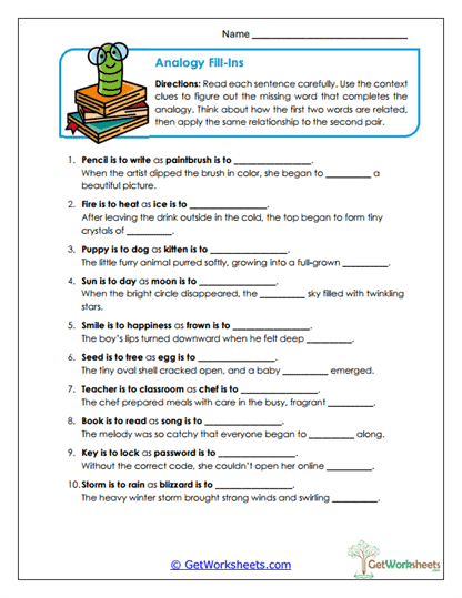 Analogy Worksheets
