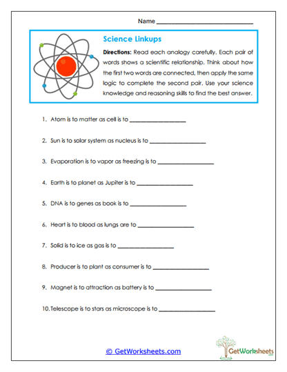 Science Linkups Worksheet