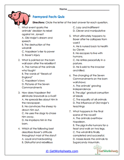 Farmyard Facts Quiz Worksheet