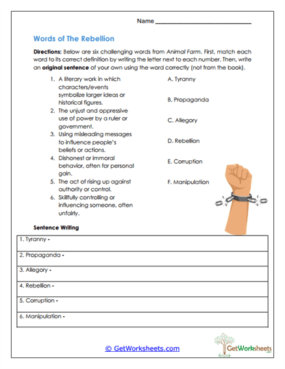 Words of the Rebellion Worksheet