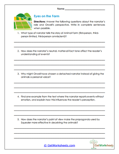 Eyes on the Farm Worksheet