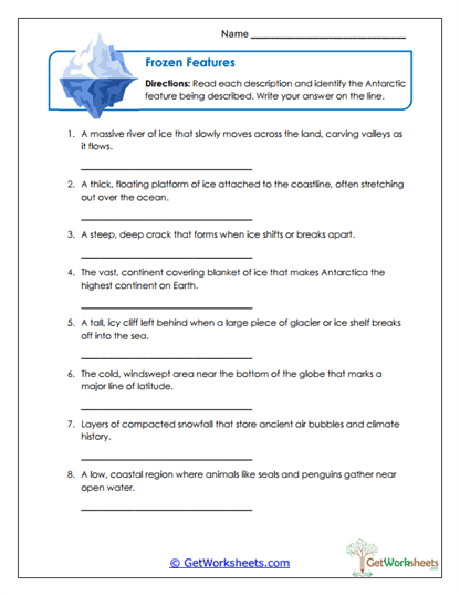 Glacial Guide Worksheet