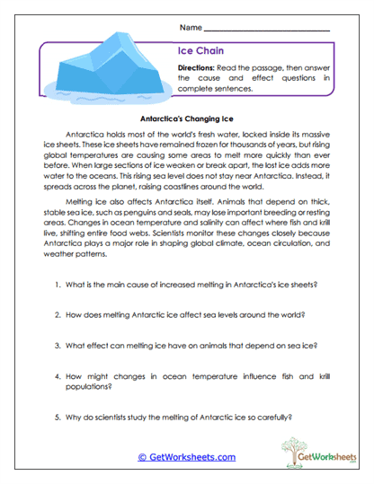 Melting Impact Worksheet