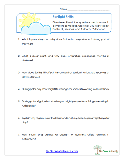 Polar Light Worksheet