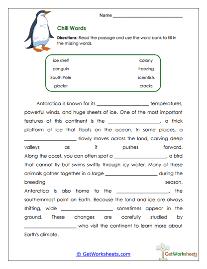 Frozen Vocabulary Worksheet