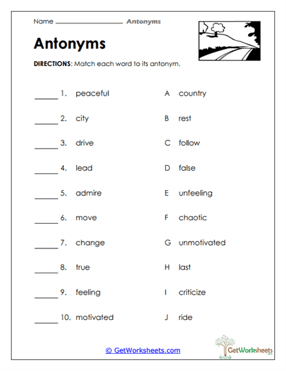 My Match-Up Worksheet