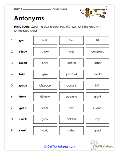 Boxing Match Worksheet