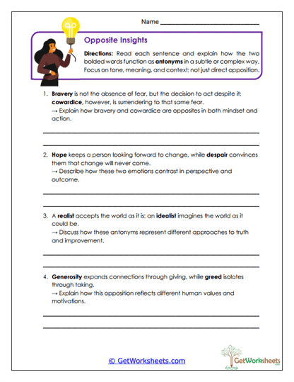 Opposite Insights Worksheet