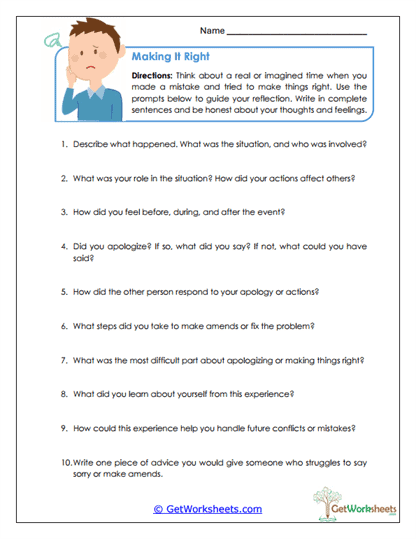 Making It Right Worksheet