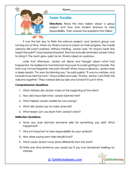 Team Trouble Worksheet