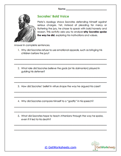 Socrates' Bold Voice Worksheet