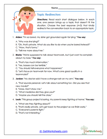 Topic Redirectors Worksheet