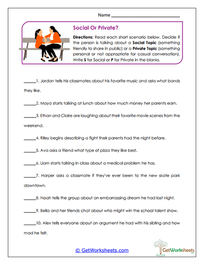 Social or Private? Worksheet