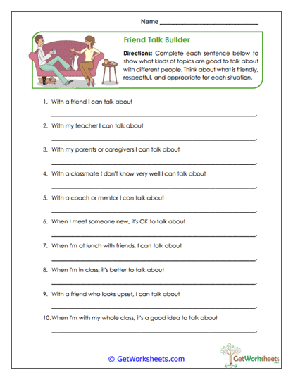 Friend Talk Builder Worksheet