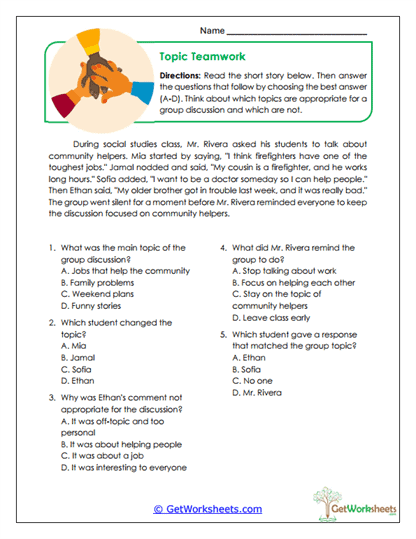 Topic Teamwork Worksheet
