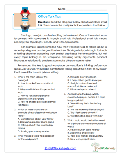 Office Talk Tips Worksheet