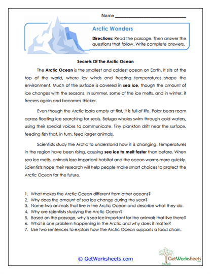 Ocean Secrets Worksheet