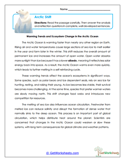 Warming Waters Worksheet