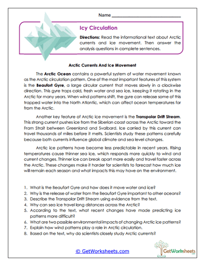 Icy Circulation Worksheet