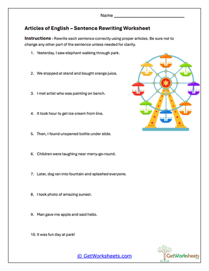 Sentence Rewriting Practice Worksheet