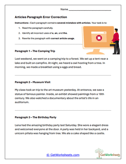 Paragraph Correction Practice Worksheet