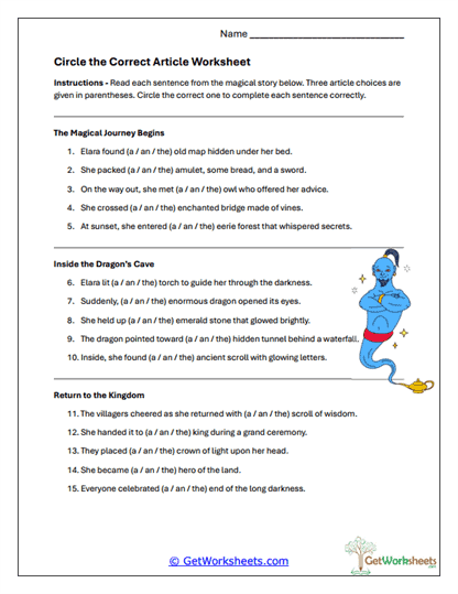 Circle the Article Worksheet