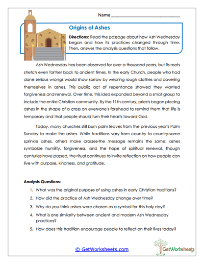 Origins of Ashes Worksheet