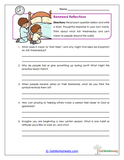 Renewed Reflections Worksheet