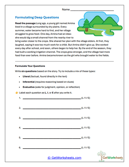 Asking and Answering Questions Worksheets
