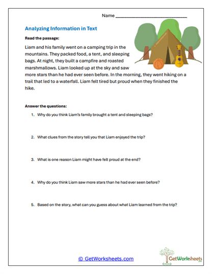Analyzing Story Information Worksheet