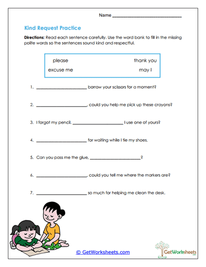 Kind Request Practice Worksheet