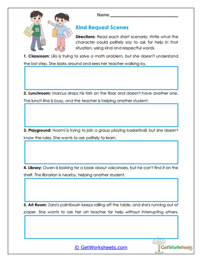Kind Request Scenes Worksheet