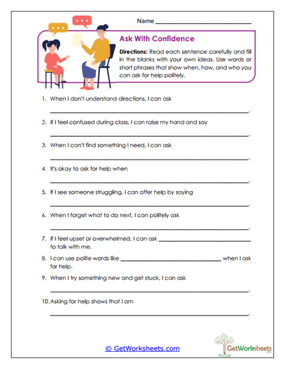 Ask With Confidence Worksheet