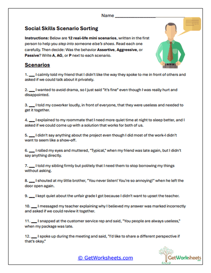 Social Sorting Worksheet