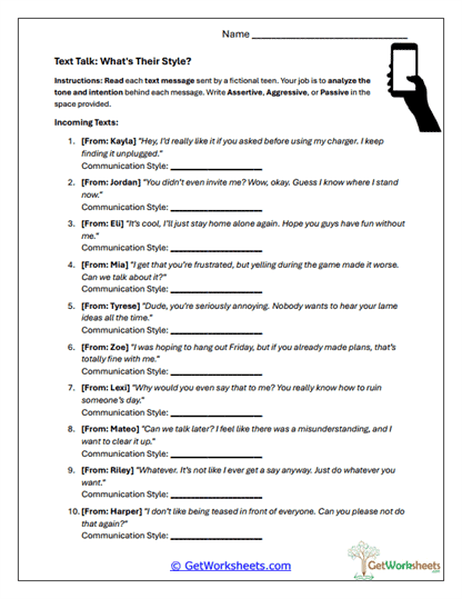 Text Talk Worksheet