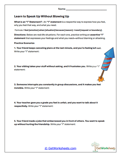 Learn to Speak Up Worksheet