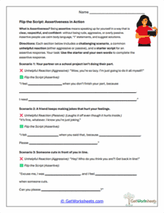 Flip the Script Worksheet - Turning Reactions into Assertive Responses