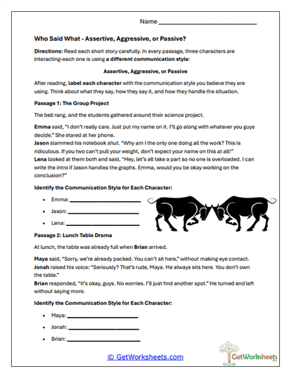 Who Said What? Worksheet