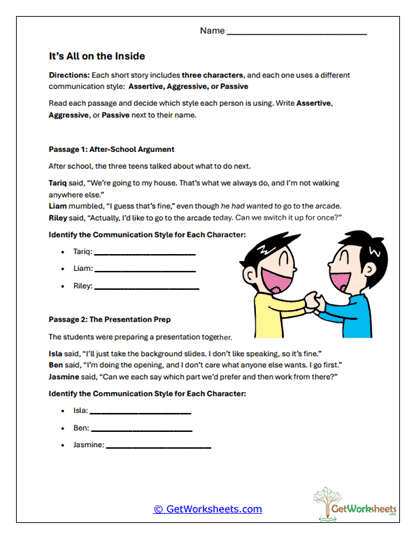 It's All on the Inside Worksheet