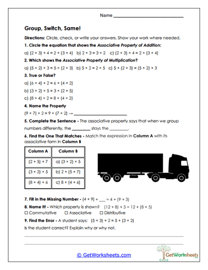 Associative Grouping Basics Worksheet