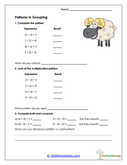 Patterns in Grouping Worksheet